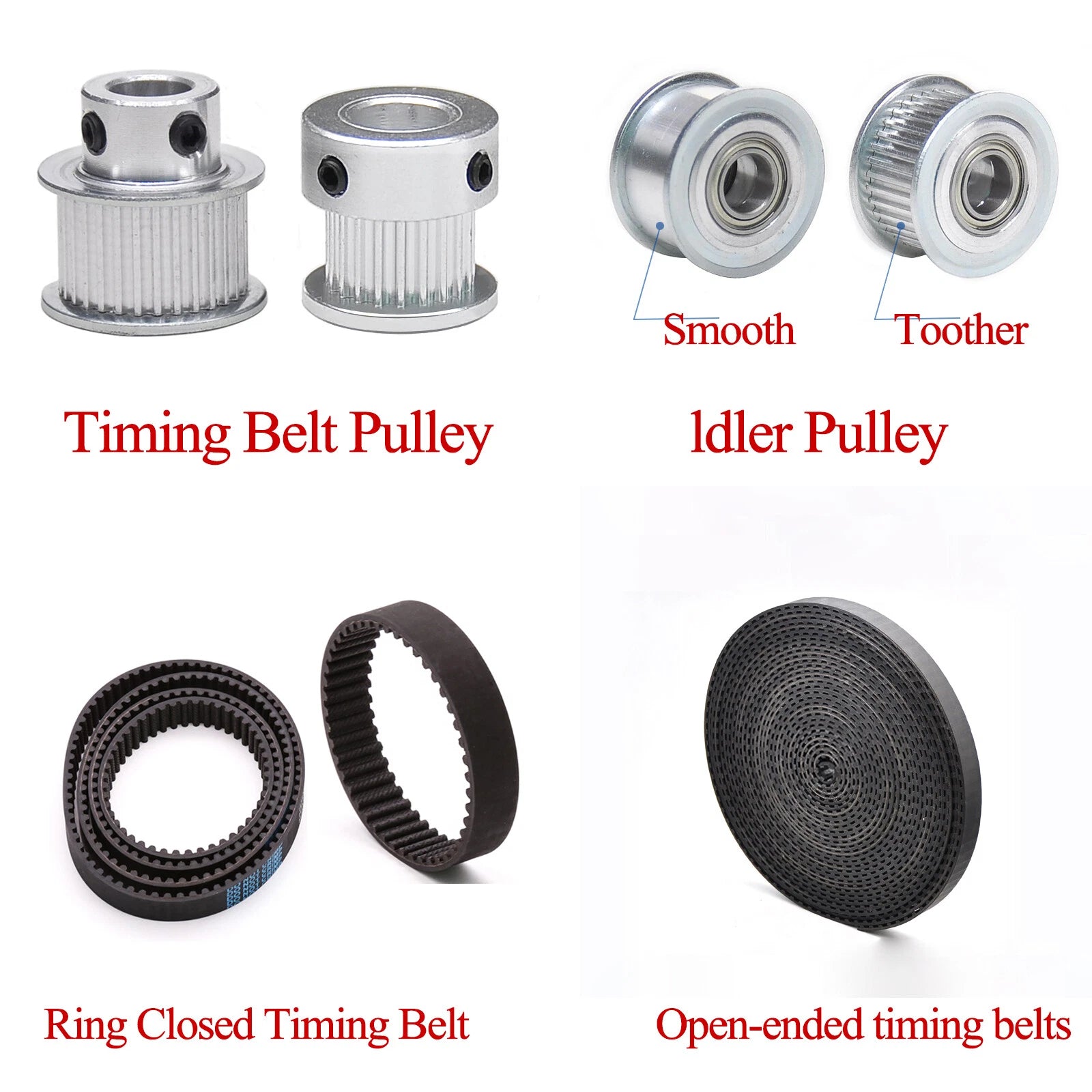 20T Timing Belt Smooth Tooth Drive Pulley GT2 Closed Timing-Synchronous Belt