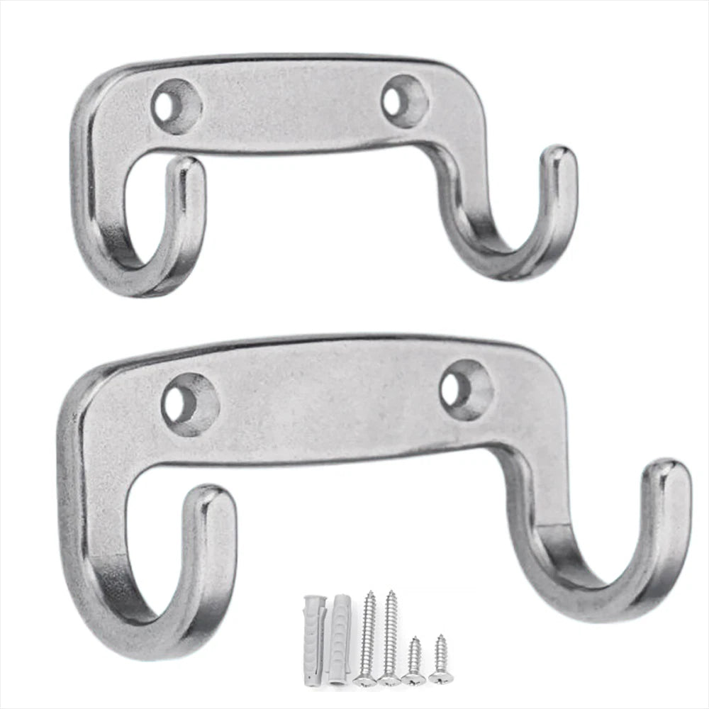 Stainless A2 Double Hook Coat Hooks Door Bathroom Bedroom Dress Clothes Hangers