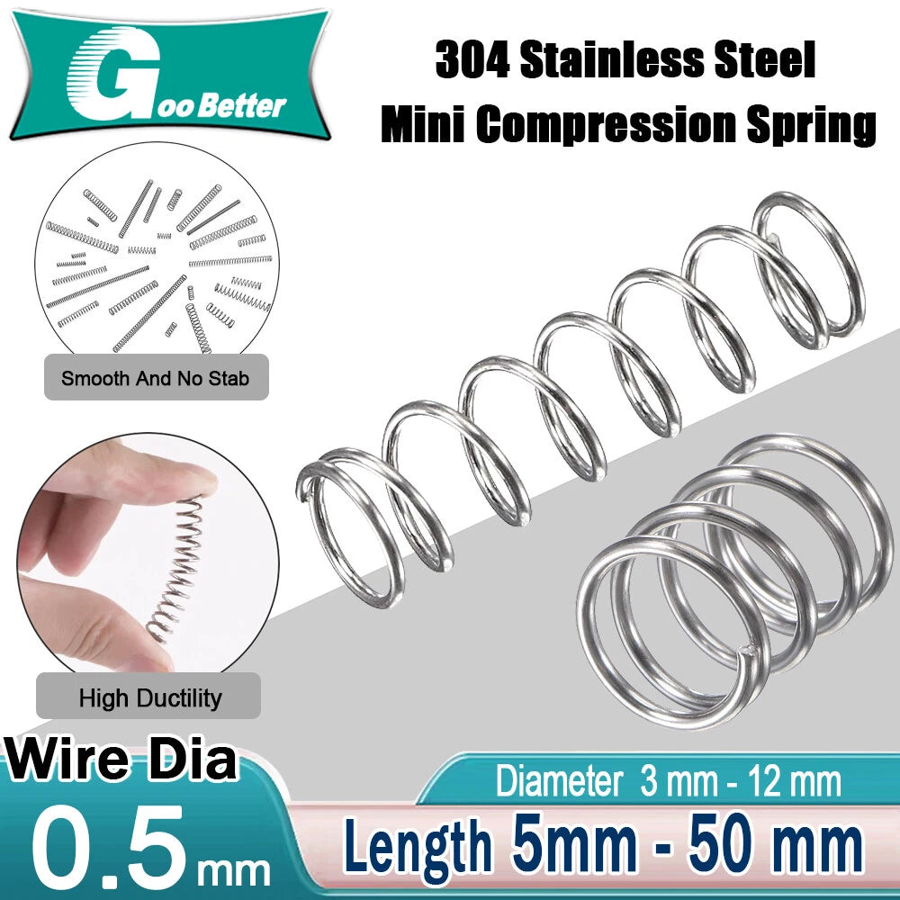 Compression Spring Wire Dia.0.5mm Length 5mm-50mm Small Stainless steel Springs