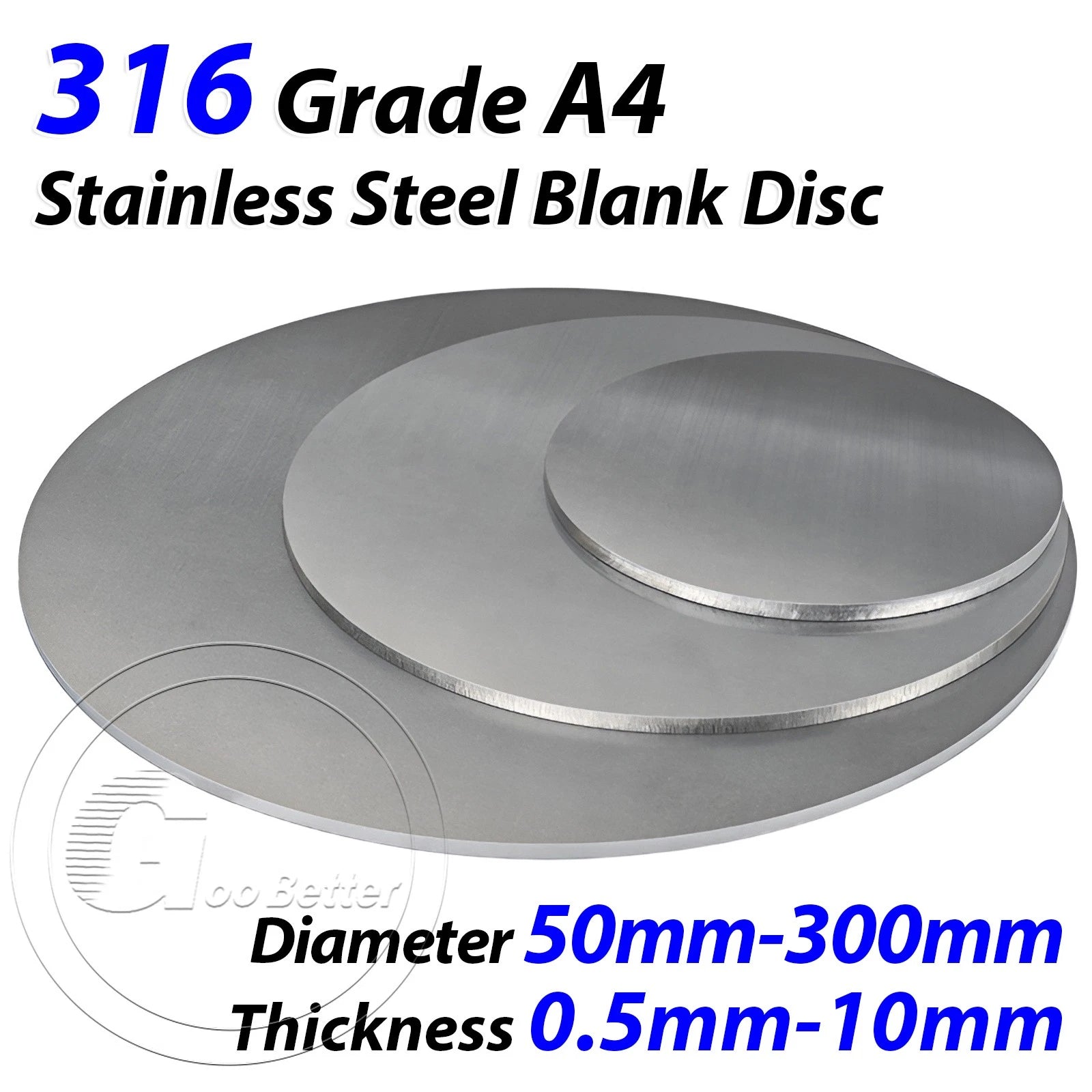 A4 STAINLESS STEEL BLANK DISC 0.5mm-10mm Grade 316 Laser Cut Round Sheet Plate