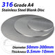 A4 STAINLESS STEEL BLANK DISC 0.5mm-10mm Grade 316 Laser Cut Round Sheet Plate
