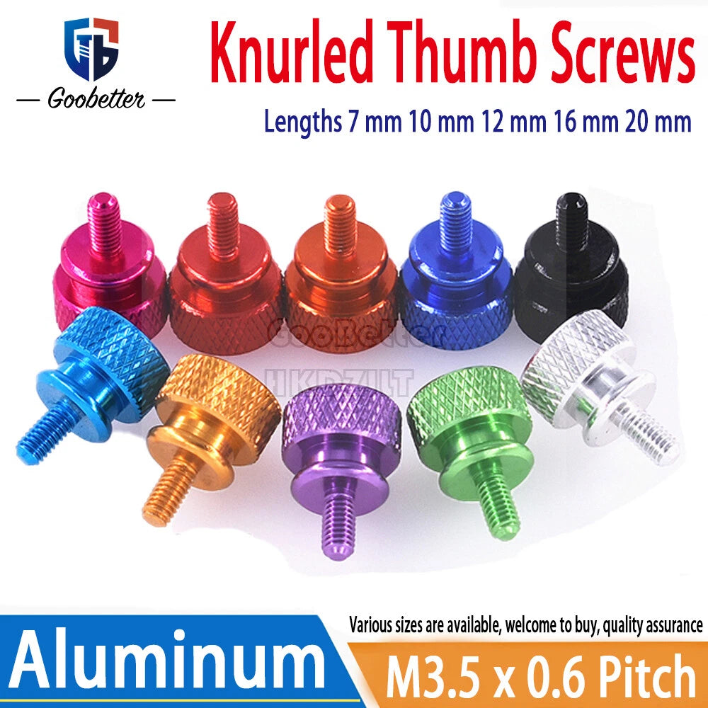 M3.5 x 7 10 12 16 20 mm Computer PC Case Aluminum Alloy Knurled Thumb Screws