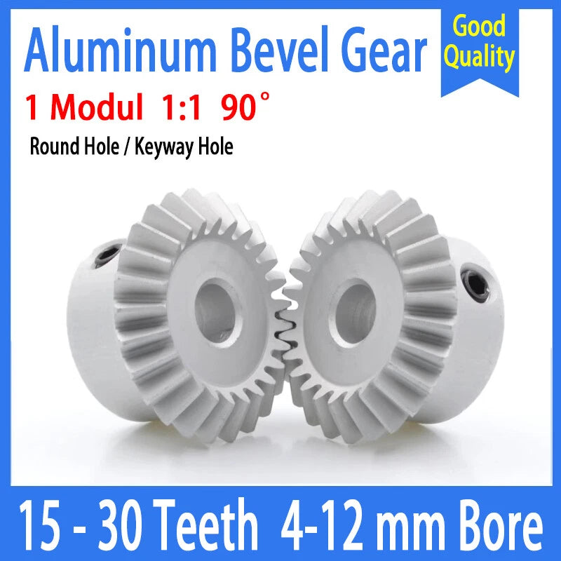 1 Mod Bevel Gear 15 - 30 Teeth Transmission Gears Bevel Teeth 90° 1:1  Aluminum
