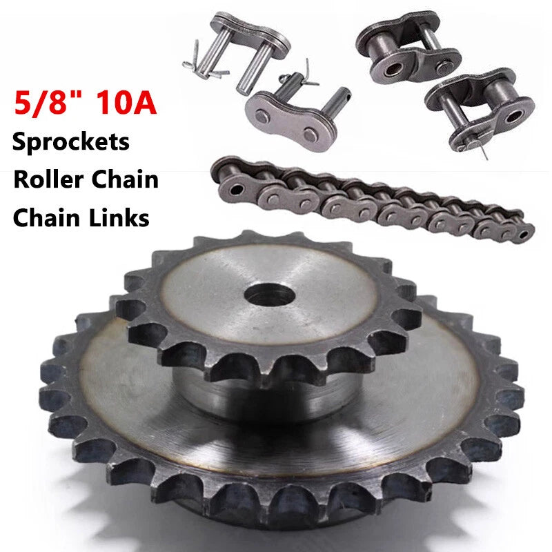 5/8" Roller Chain Sprockets 10A Pitch 17.875mm 10T - 29T Chain Link 45# Steel