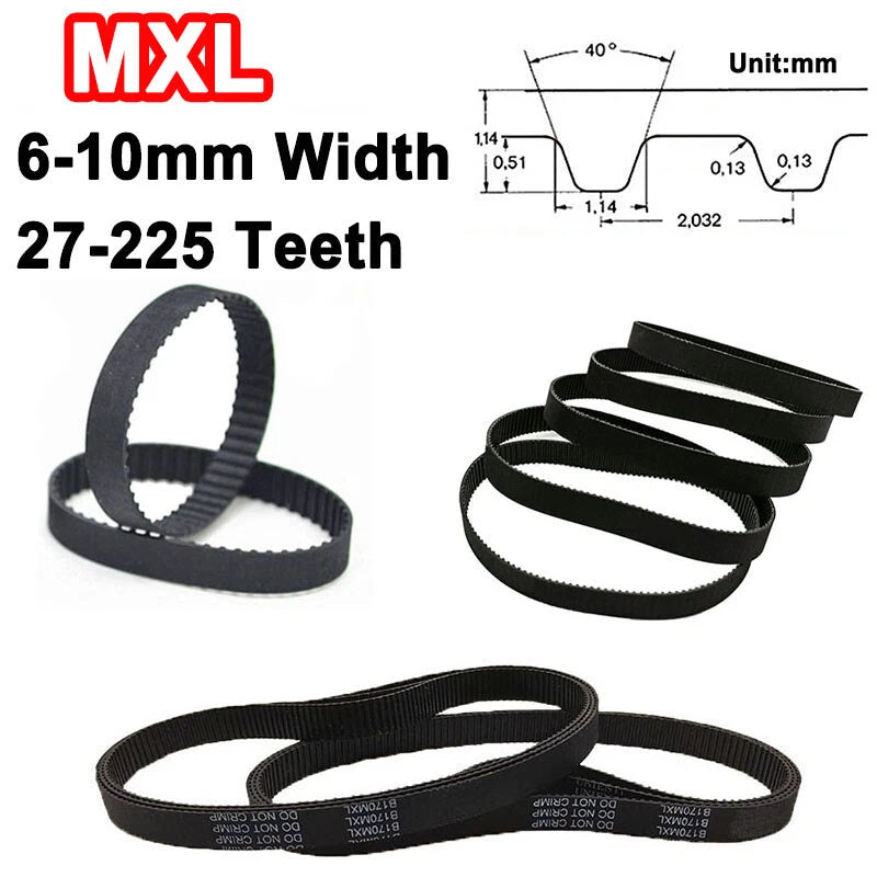 MXL Timing Belt Rubber Closed Loop | 2.032mm Pitch | 6mm & 10mm Width | B27MXL–B225MXL