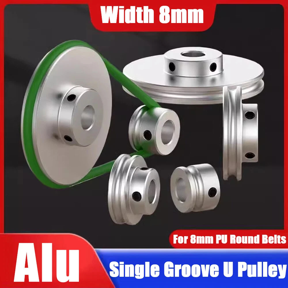 Aluminum U Pulley OD 30 40 50 60 80 100mm Single Groove PU Round Belts Pulleys