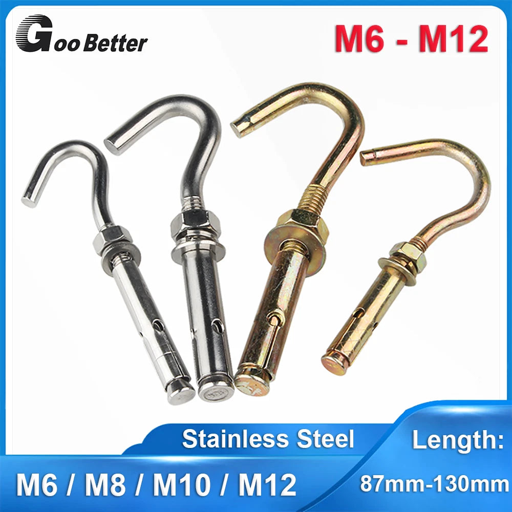 Open Hook Eye Bolt Shield Anchor Expansion Bolts — M6 M8 M10 M12