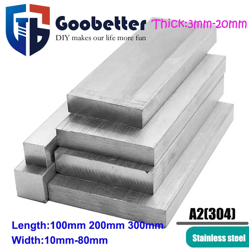 304 Stainless Steel Flat Bar Metal Plate Strip Width 10mm-80mm Thick 3mm to 20mm