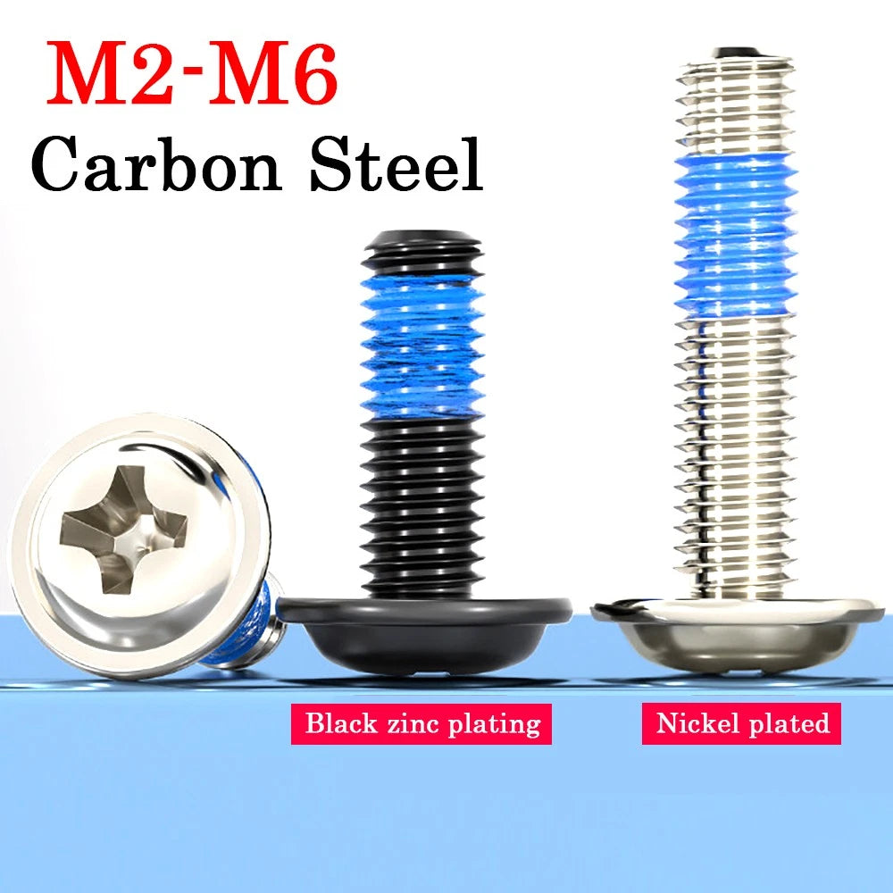 M2–M6 Flanged Button Head Screws – Carbon Steel, Phillips Drive, Nickel or Black Zinc Plated