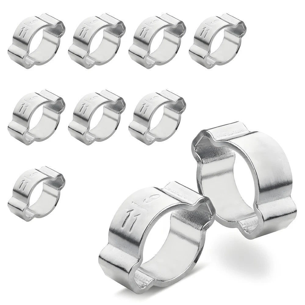 Stainless Steel Double Ear O-Clips — Hose Clamps for Fuel, Air & Water Lines