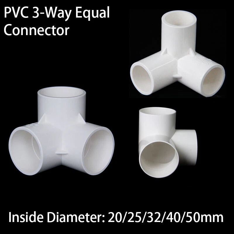 20 25 32 40 50mm PVC 3-Way Equal Connector Socket Pressure Pipe Fittings White