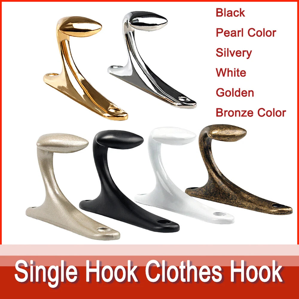 Zinc Alloy Single Hook Clothes Coat Robe Bathroom Wall Hooks Hanger Black Golden
