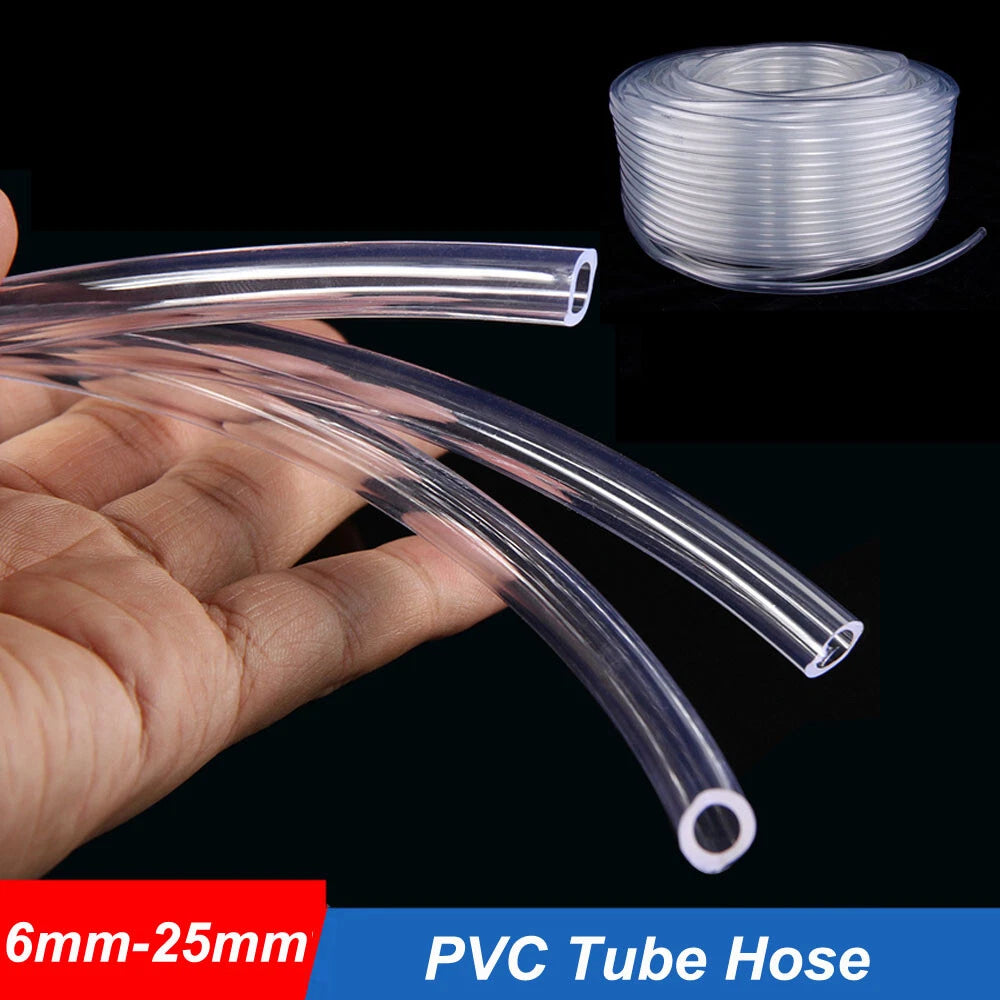 Clear PVC Tube — Flexible Plastic Hose Pipe ID 6–25mm, Fuel Water Oil Aquarium Air