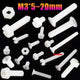 White Nylon Phillips Machine Screws M3 Round & Flat Head 5–20mm with M3 Nuts