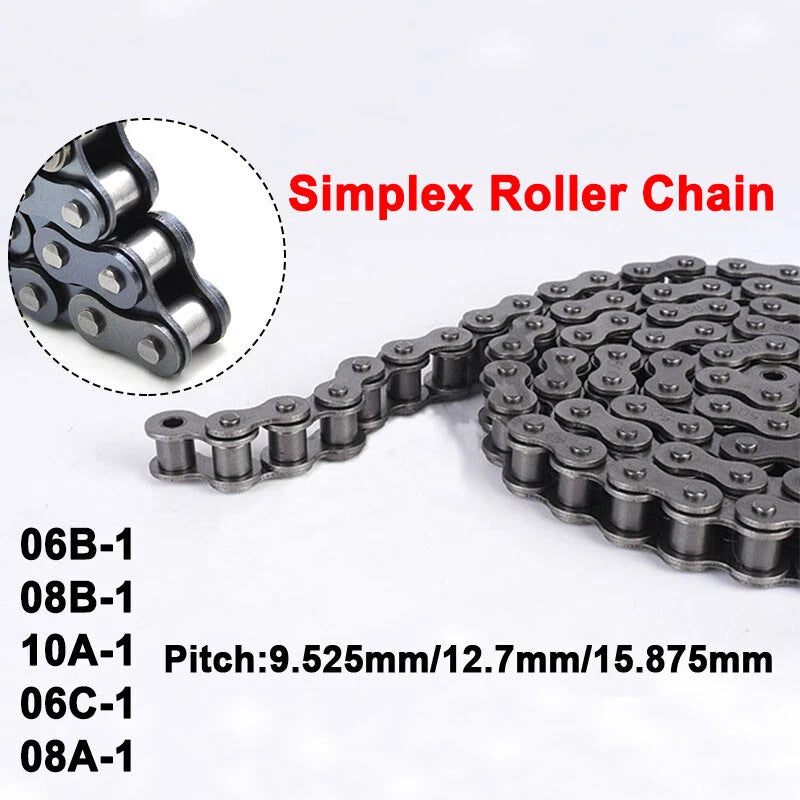 Simplex Roller Chain 10A 06B 08B 06C 08C Pitch 9.525 12.7 15.875mm Length 1.524M