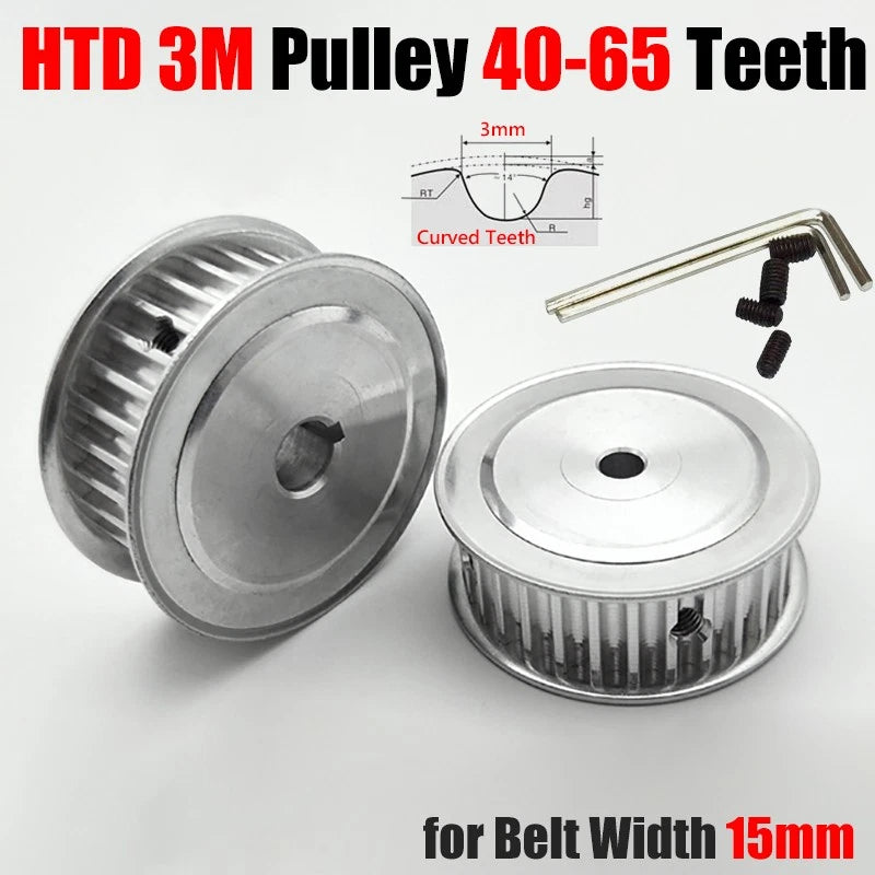HTD3M Timing Pulley 40-65 Teeth Synchronous Wheel 15mm Belt Width 5mm-25mm Bore