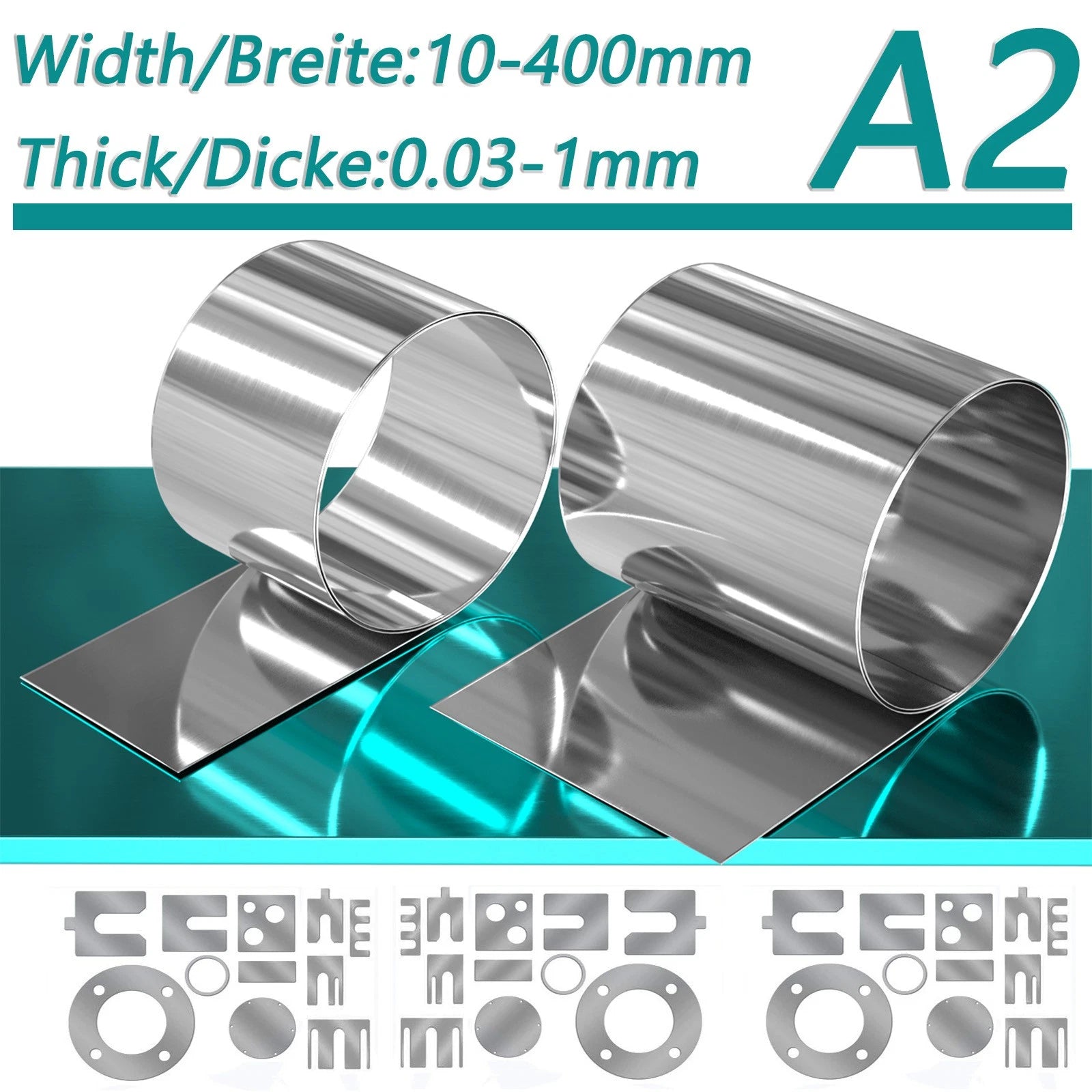Stainless Steel Flat Bar Plate Steel Metal Strip A2 10 20 30 50-400mm Width
