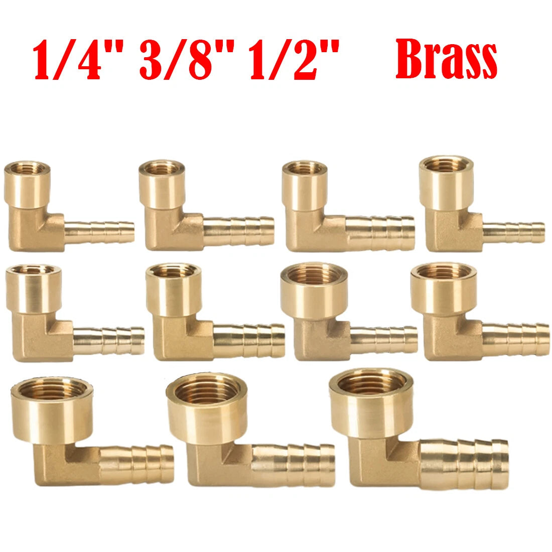 Brass 90° BSP Female Elbow with Barbed Hose Tail — 1/4", 3/8", 1/2" Pipe Fittings