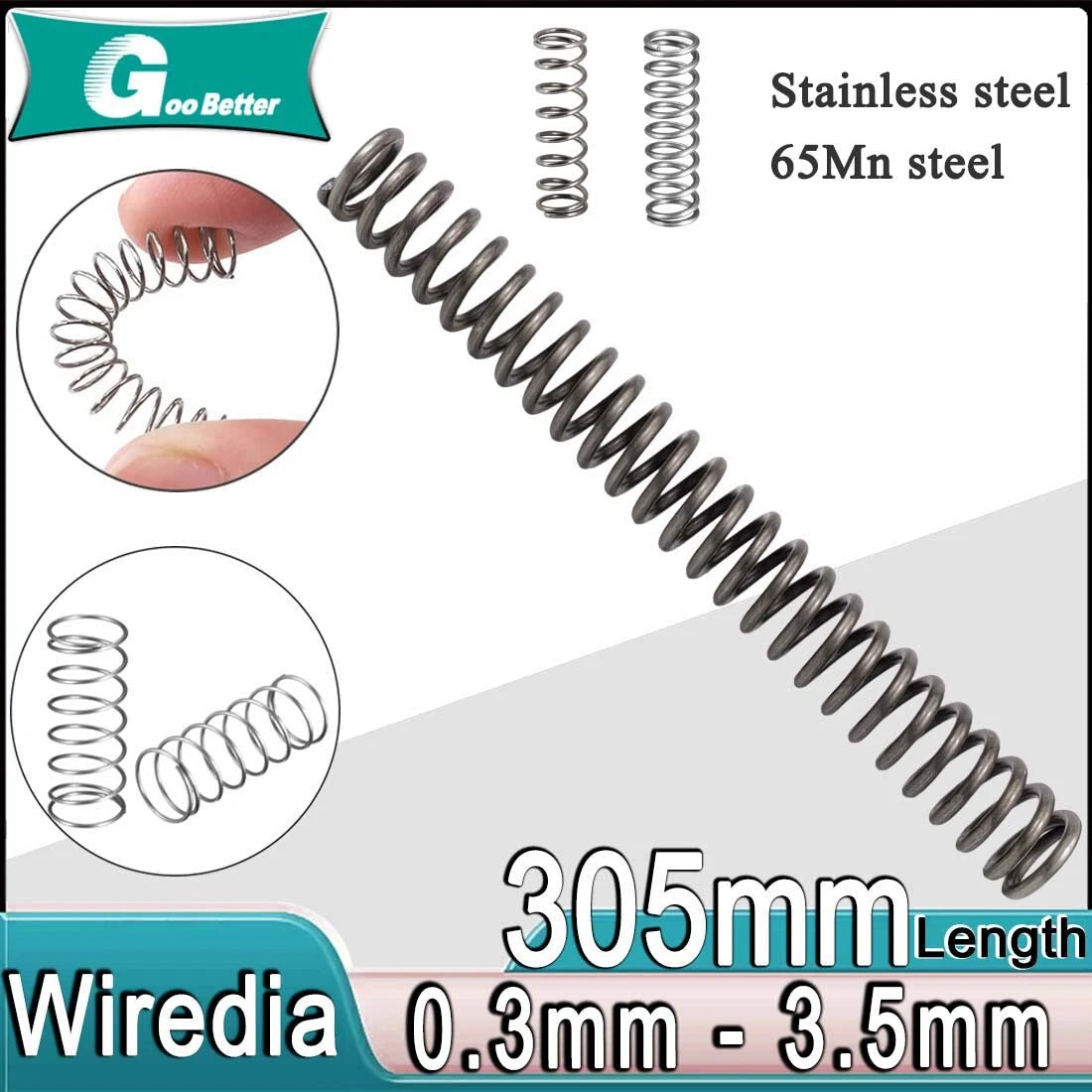 305mm Long Compression Spring 3mm - 50mm Diameter，Pressure- coiled springs