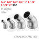 Stainless Steel 45° Elbow Pipe Fitting | 1/4"-2" BSP Male Female Thread | 304 SS Equal Elbow