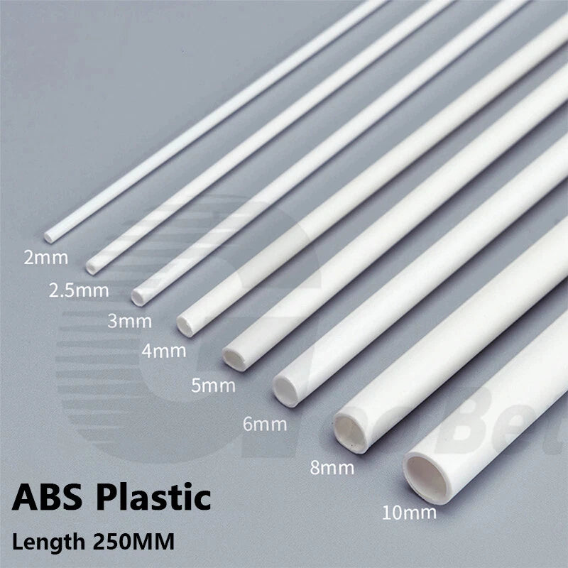 ABS Plastic Round Tube 250mm — Hollow Pipe for Model Making & DIY Craft (2mm–8mm OD)