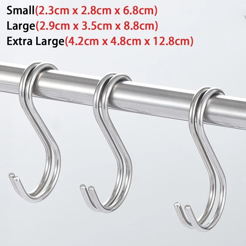 S-Hook Stainless Steel Metal S Shaped Hooks Clothes Hanger for Kitchen Bathroom