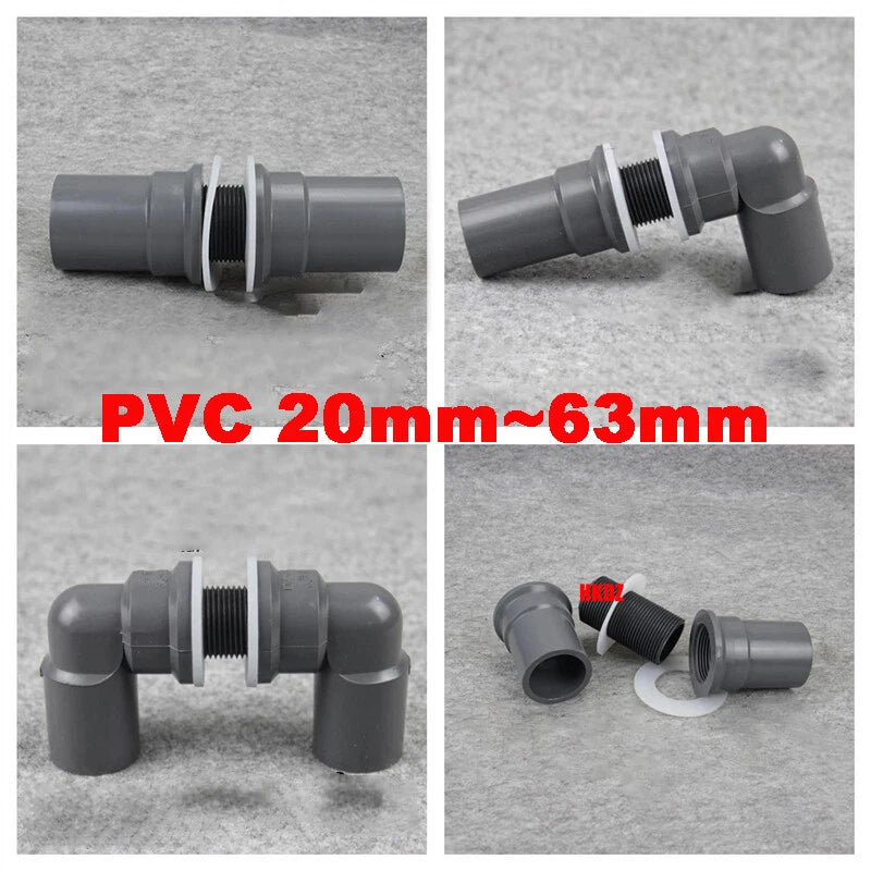 PVC Water Pipe Fish Tank Fittings Thread Straight Elbow Inlet Outlet Connector