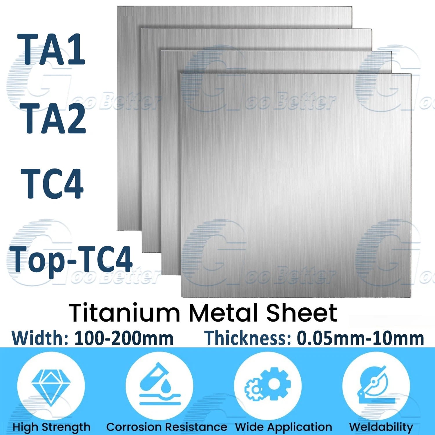 Titanium Sheet Plate Various Size Top-TC4 TA1 TA2 & TC4 Board Flat Plate Metal
