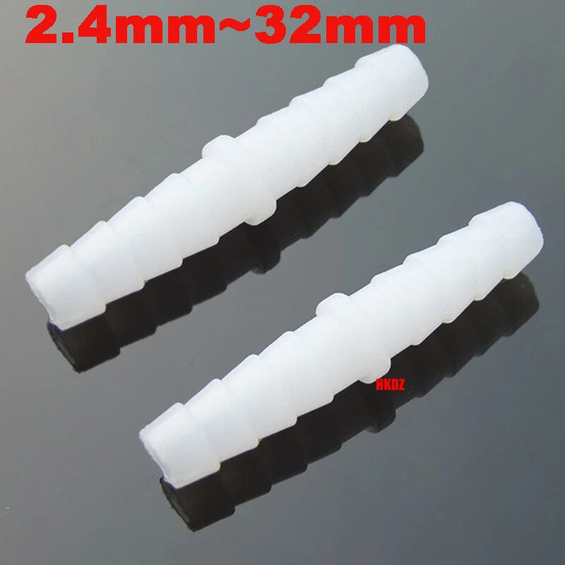 Clear Plastic Barbed Straight Hose Connectors — Pipe Joiner for Air, Fuel & Water Tubing