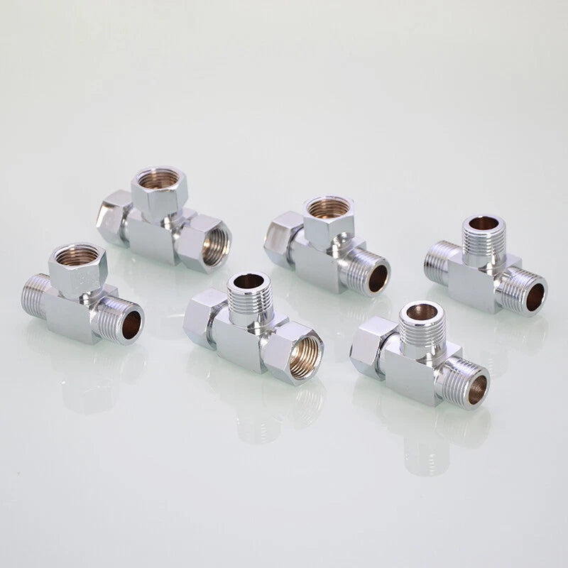 Copper Nickel Plated Diverter Valve Adapter Connector for Hose & Bath Shower