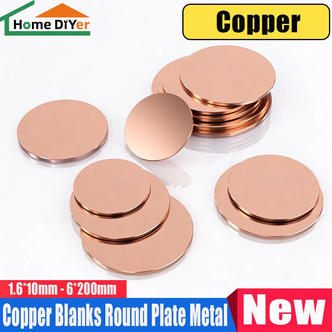 Thick 1.6-6mm Solid 99% Pure Copper Blanks Discs Ø 10-300mm Round Plate Metal