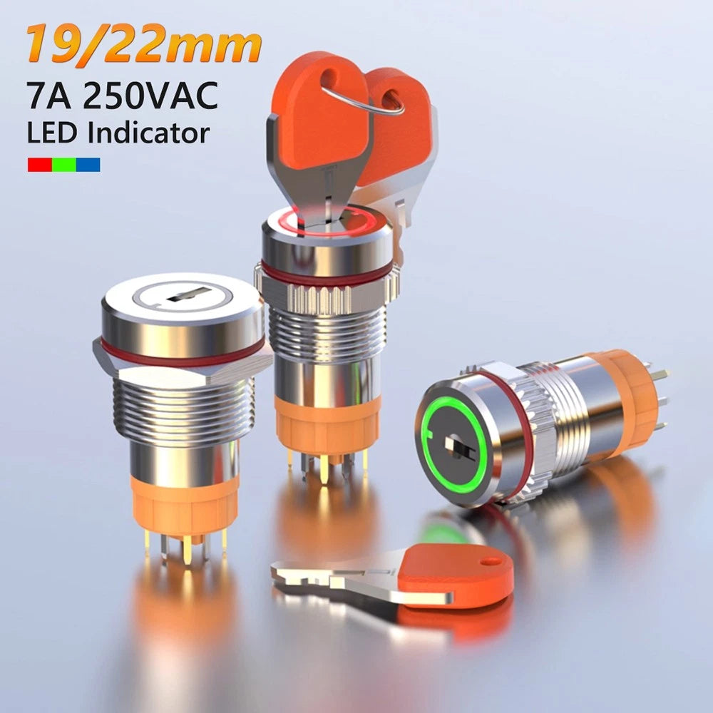 16mm 19mm LED Illuminated Toggle Switch ON/OFF 2-Position Waterproof 7A 250VAC