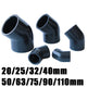Black PVC Pipe 45° Elbow Plumbing Fittings Connector Coupling Water 20-110mm