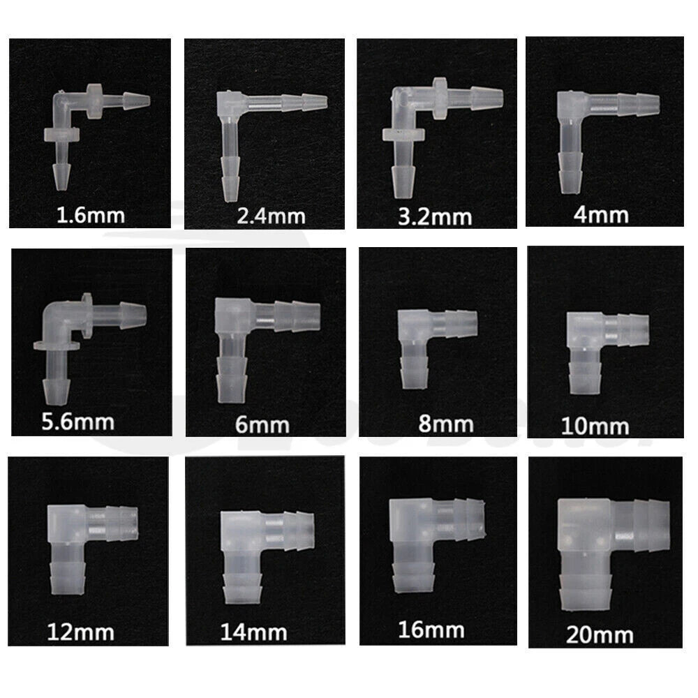 Plastic Elbow Barb Hose Connector — L-Piece Tube Joiner for Air, Fuel & Water (1.6mm–20mm)