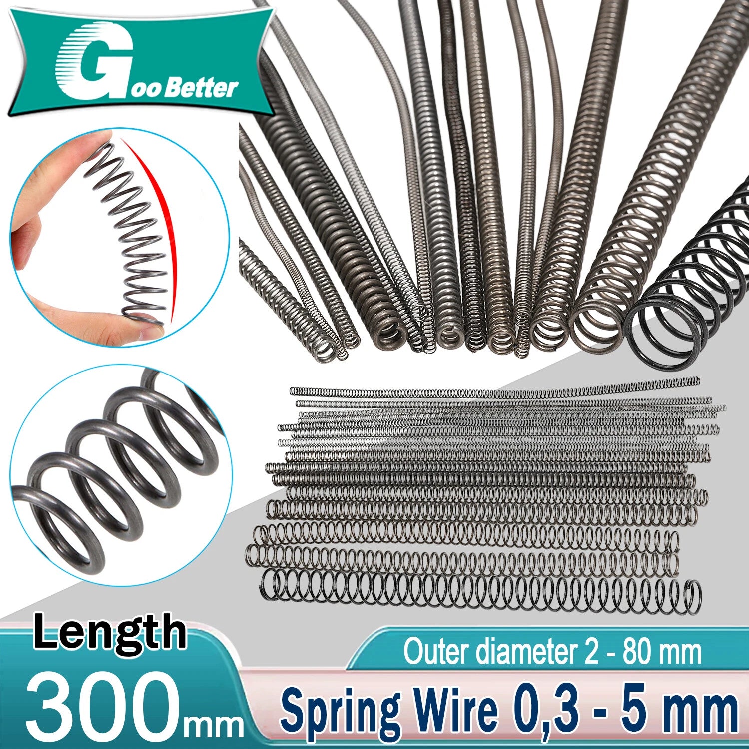 2-80mm OD Spring Steel/Compression Spring,wire Diameter 0.3mm-5mm, Length 300mm