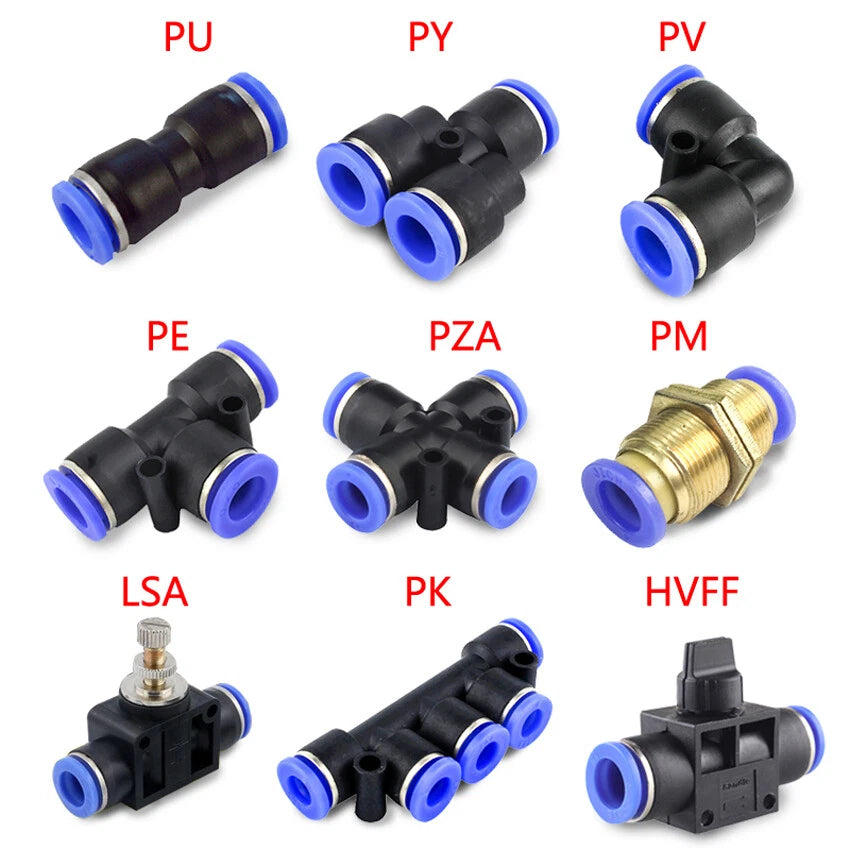 Pneumatic Push-In Tube Fittings | Air Line Quick Connectors 4–16mm OD
