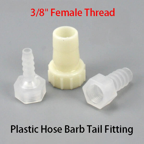 Plastic Hose Barb Fittings with 3/8" Female Thread — Straight Tube Connector