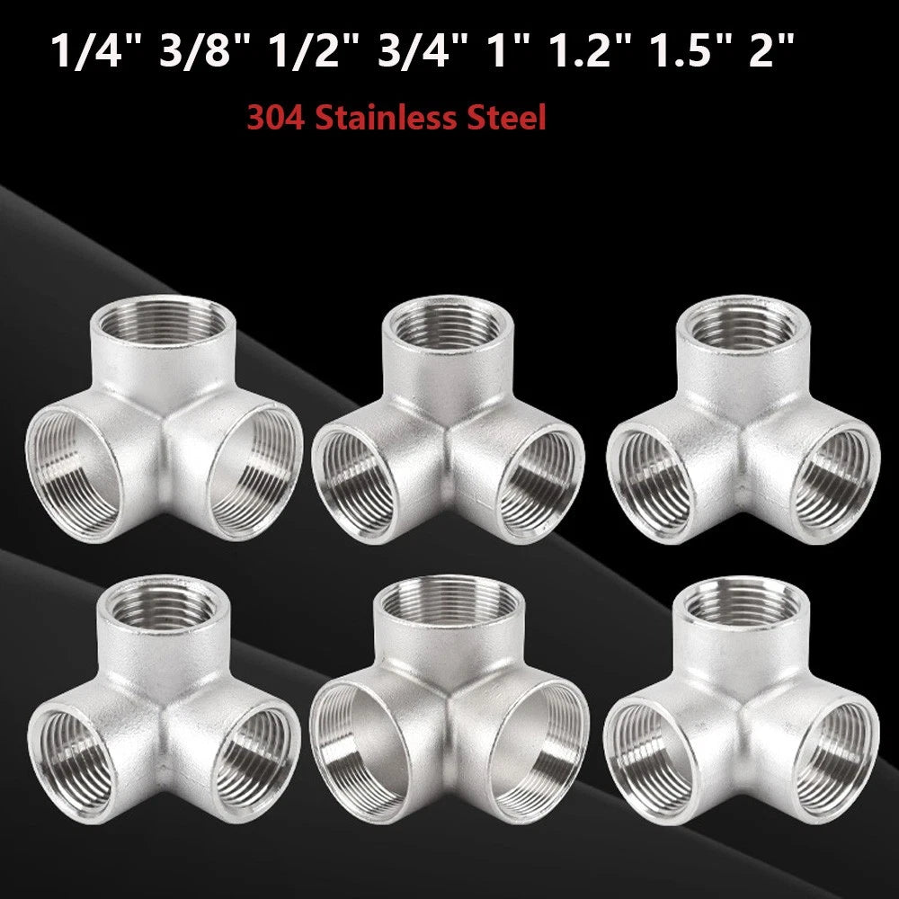 BSP Female 3-Way Tee Pipe Fitting – Stainless Steel 90° Corner Elbow