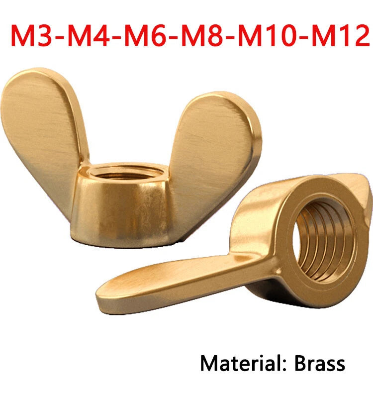 Wing Brass Nut Butterfly Nuts to Fit Screws Bolts M3 M4 M5 M6 M8 M10 M12 M14 M16