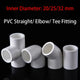 UPVC Water Pipe Fittings Straight 45°90°Elbow Tee Conduit Connector 20 25 32mm