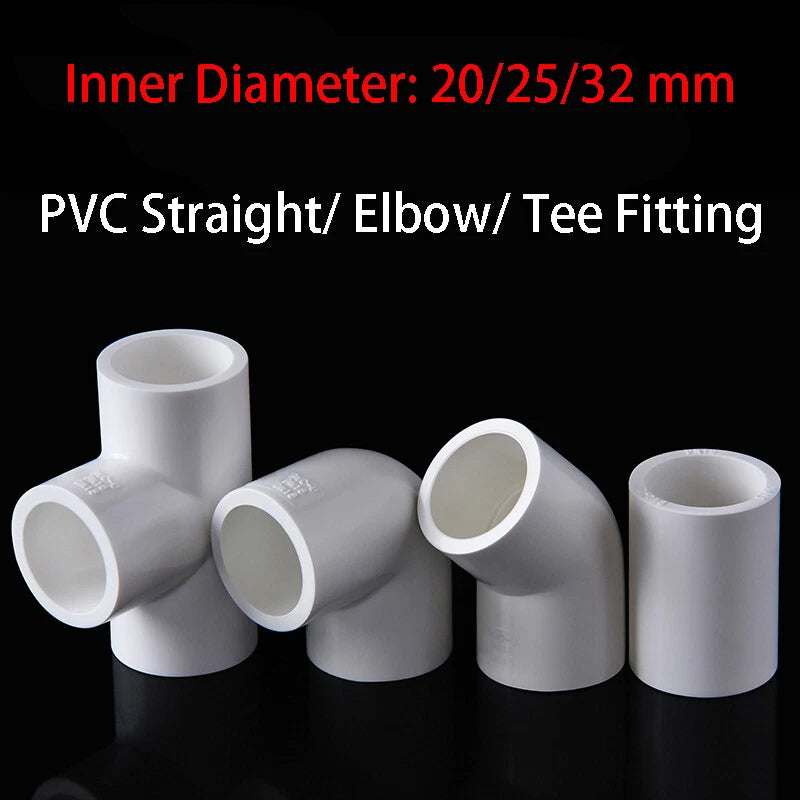 UPVC Water Pipe Fittings Straight 45°90°Elbow Tee Conduit Connector 20 25 32mm