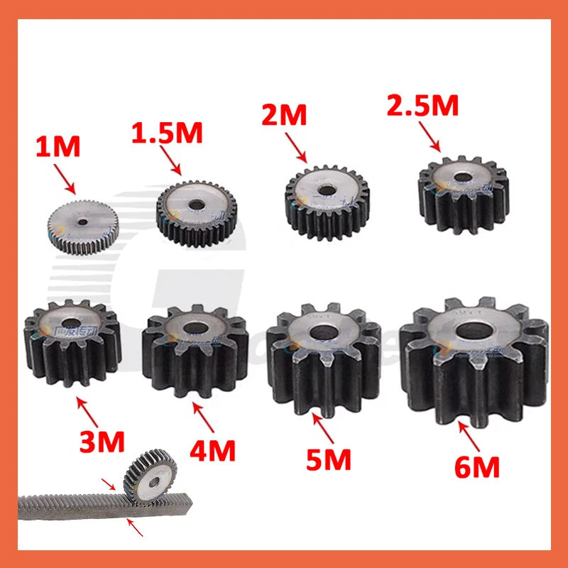 1/1.5/2/2.5/3/4/5 Mod 10-150T Spur Gear 45# Steel Pinion Gear Thickness 10-40mm
