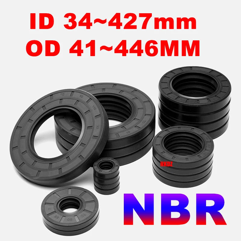 NBR Rotary Shaft Oil Seals — Metric TC Skeleton Nitrile Sealing Lip (34–420mm ID)
