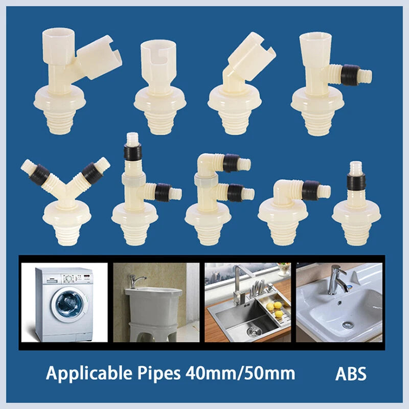 ABS Anti-Overflow Drain Pipe Fittings — Drainpipe Joints for Washing Machine, Kitchen & Basin