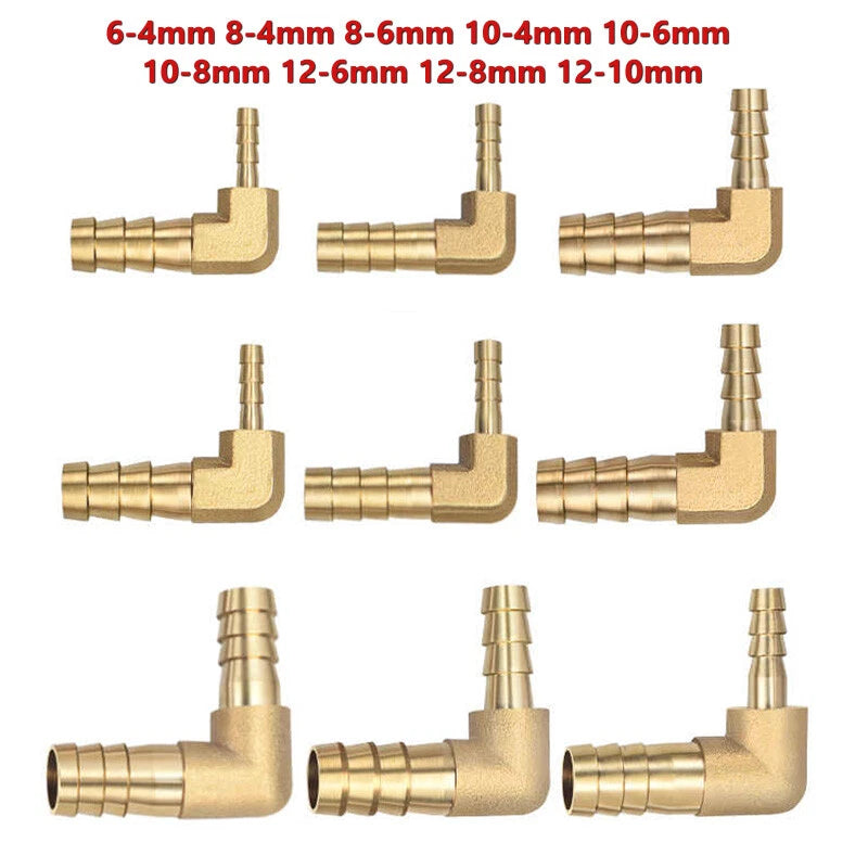 Brass Elbow Hose Tail Reducer Fitting — Air Water Gas Fuel Tubing Connector