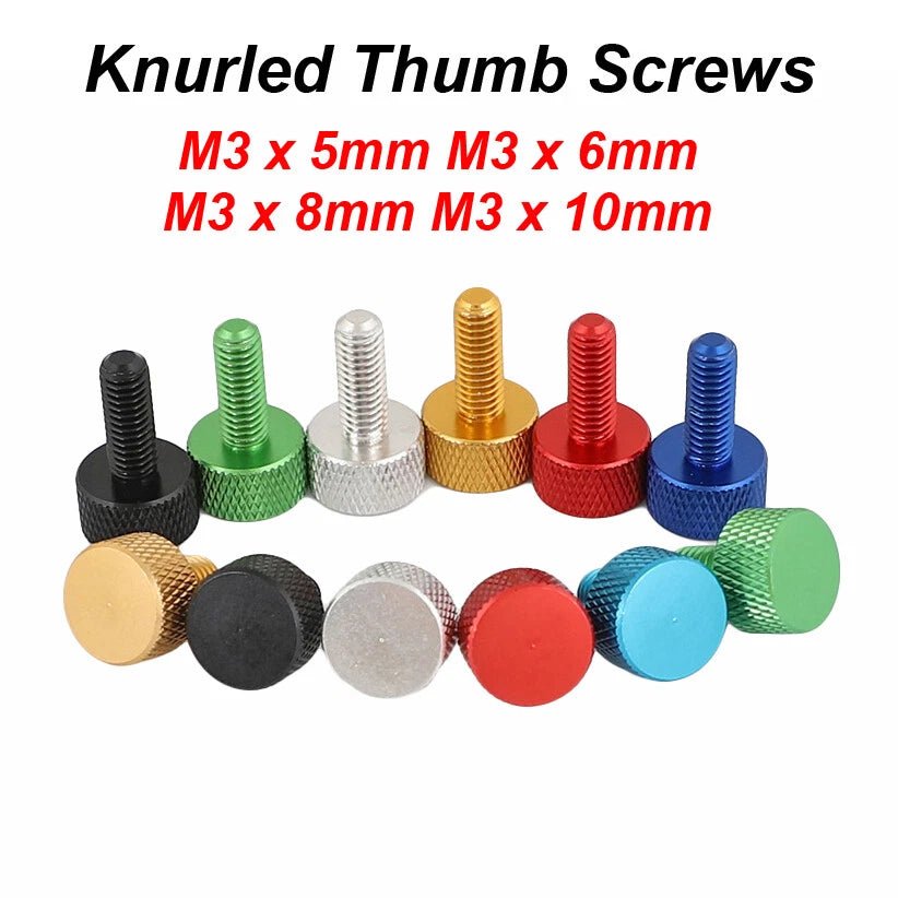 M3 Colored Aluminum Knurled Thumb Screws — 4 Lengths, 10 Colors, Hand - Turn Knob Bolts - HomeDIYer