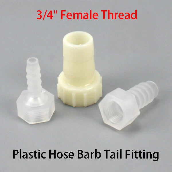 Plastic Hose Barb Fitting — 3/4" Female Thread Straight Connector, 6mm–20mm