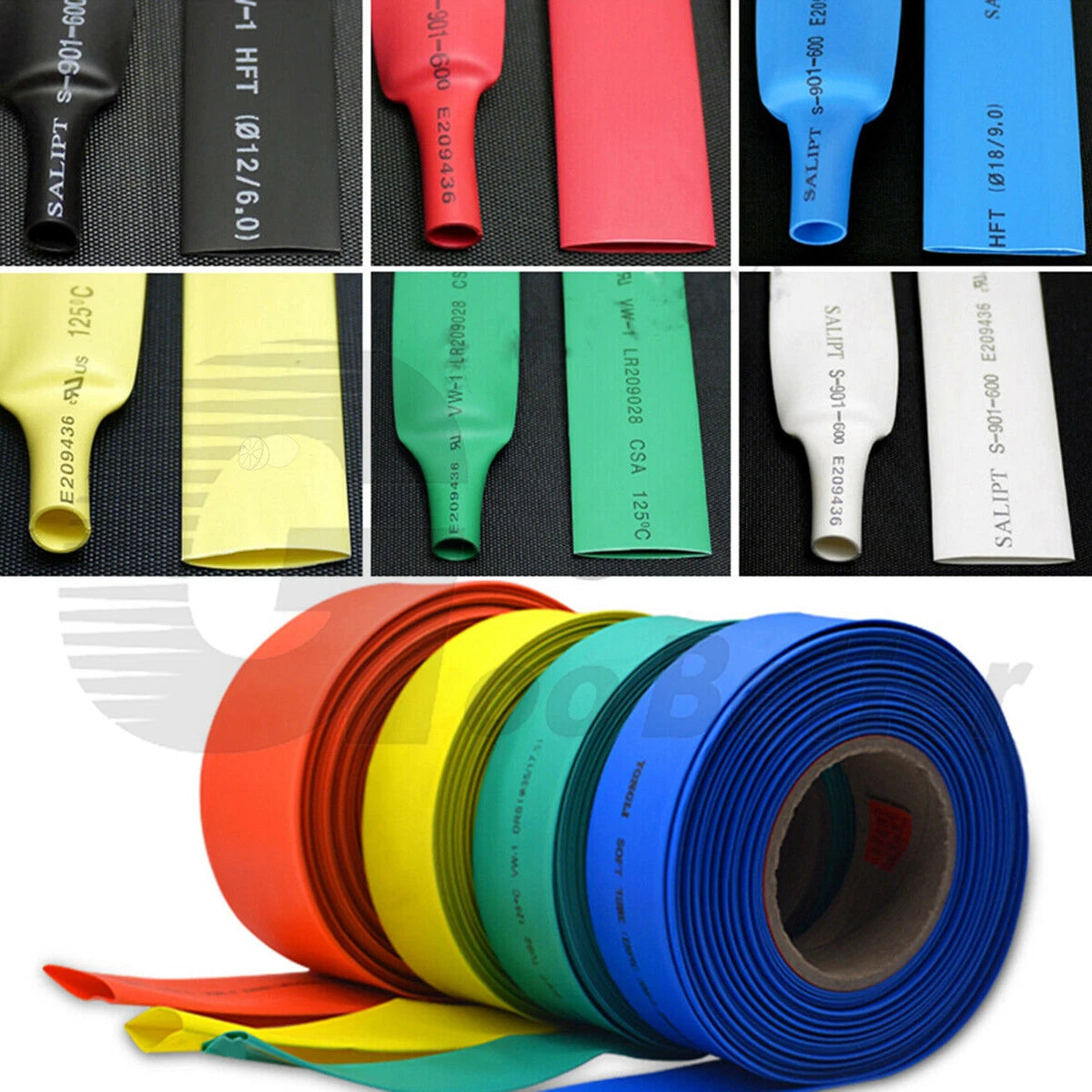 Heat Shrink Tubing 2:1 Ratio — Electrical Wire Sleeving, Φ0.6mm to Φ100mm, 7 Colors