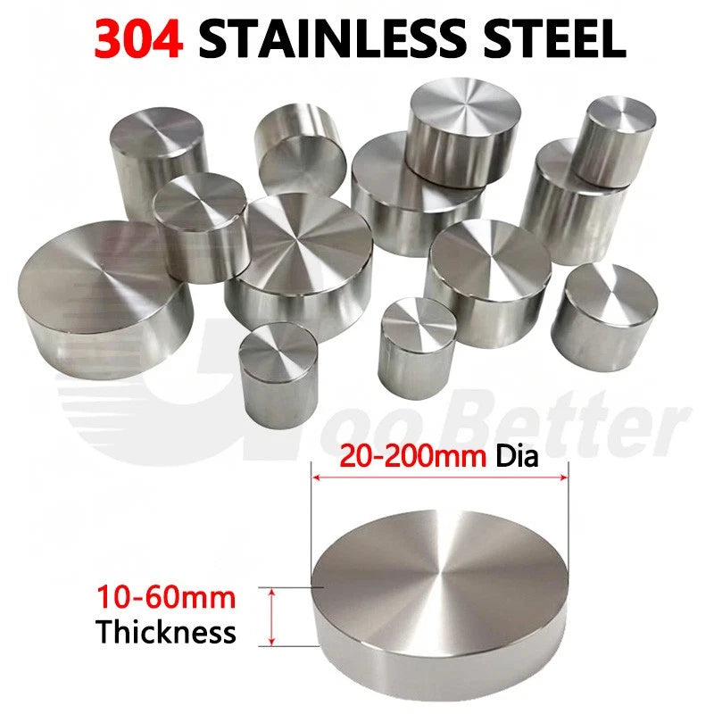 10-60mm 304 Stainless Steel Plate Round Circle Disc Blank 20-200mm OD CNC Turned