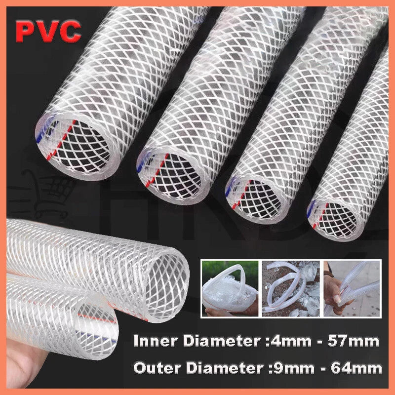 Clear Flexible PVC Braided Hose Pipe — Food Grade, Reinforced, Water Oil Air Tube